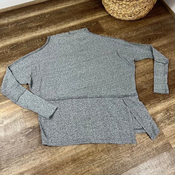 We The Free Womens Gray Boat Neck Oversized Sweater Ribbed Long Sleeve Split XS - Picture 2 of 4